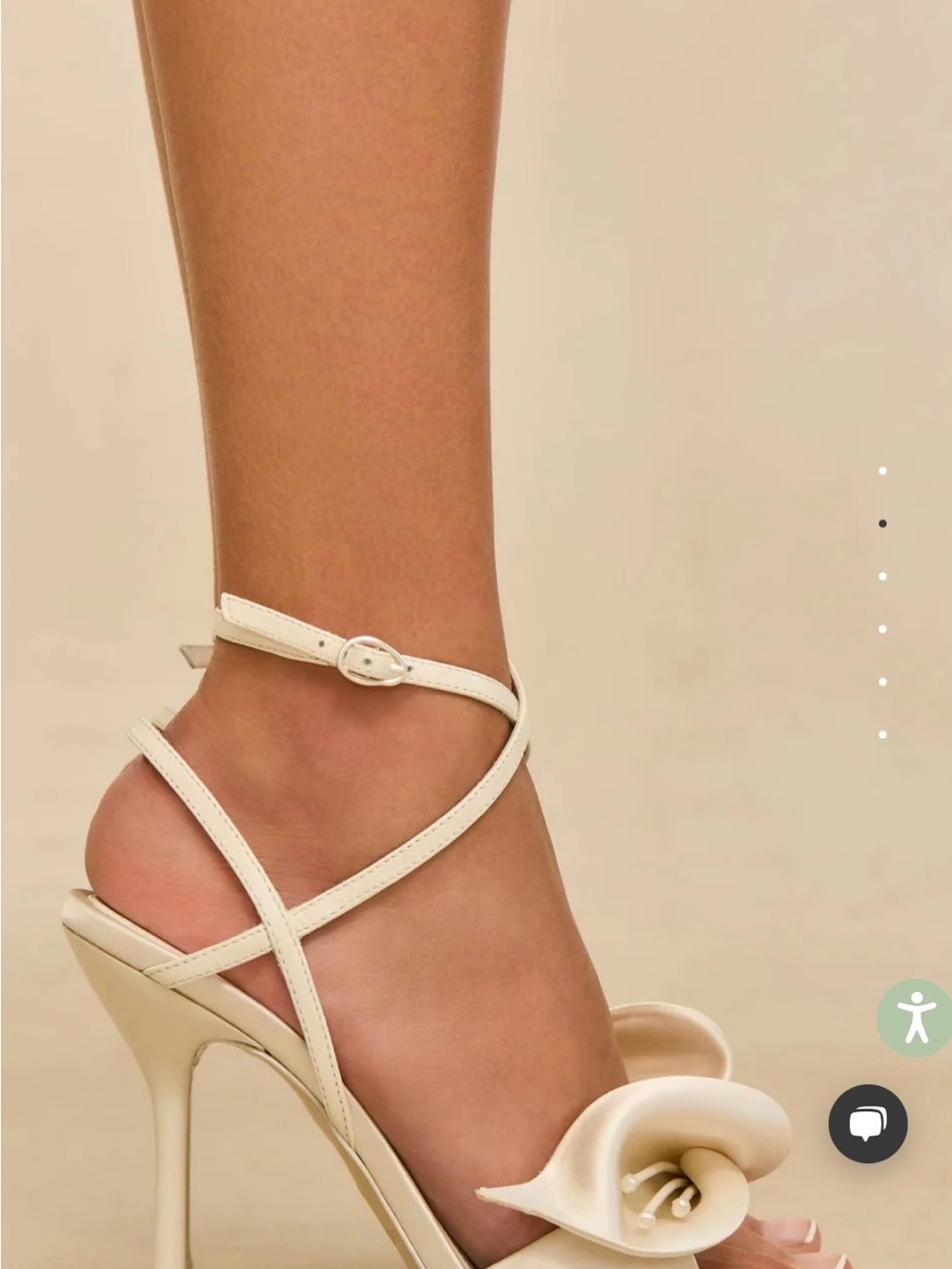 GORGEOUS BRIDAL Cult Gaia White Satin Cala Lilly Pearl Strappy Heels - Picture 9 of 9